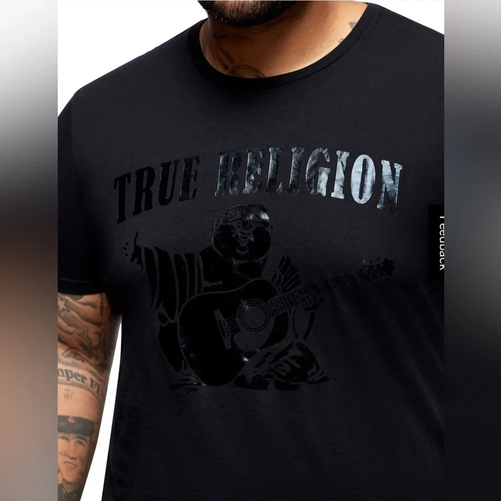 True Religion Black Tonal Buddha Tee XL